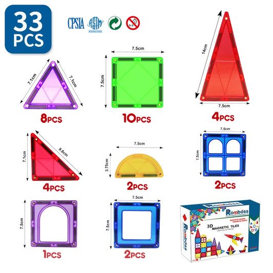 Romboss Magnetic Building Blocks Set 7.5cm Educational Toys for Creative Play