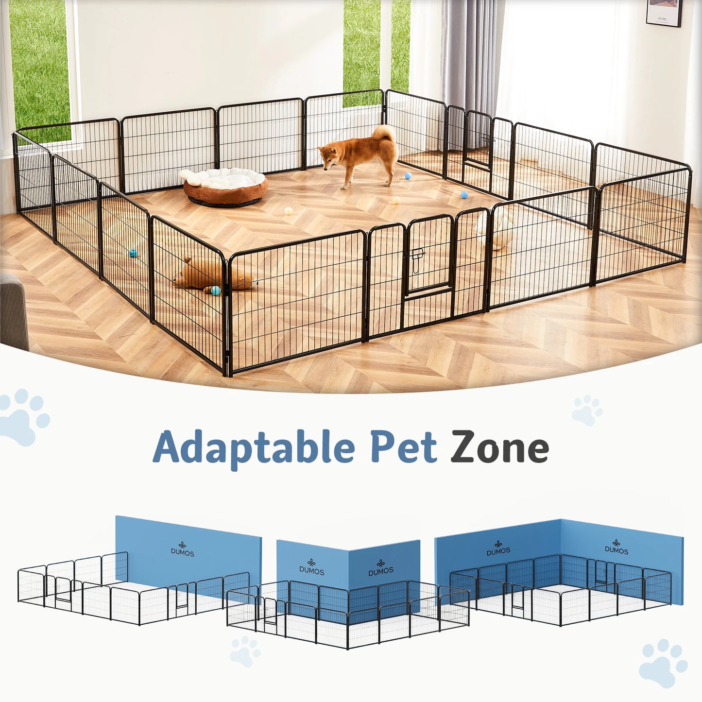 JHK 16 Panel Heavy Duty Dog Playpen Indoor Outdoor Pet Fence with Doors for Exercise