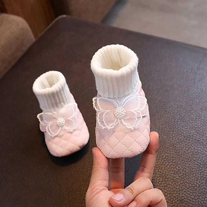 Infant Girls Sparkly Mary Jane Flats Shoes with Bowknot for Birthday Party Wedding Baby Shower and Holiday Festivities - Loving Babies & Pets Shop