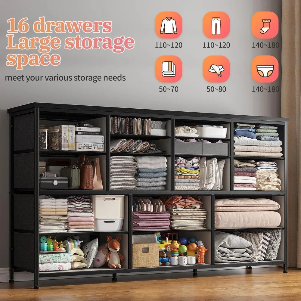Dresser TV Stand with Power Outlet 60" TV Stands for Living Room Dresser for Bedroom with 16 Drawers for TV Stand - Loving Babies & Pets Shop