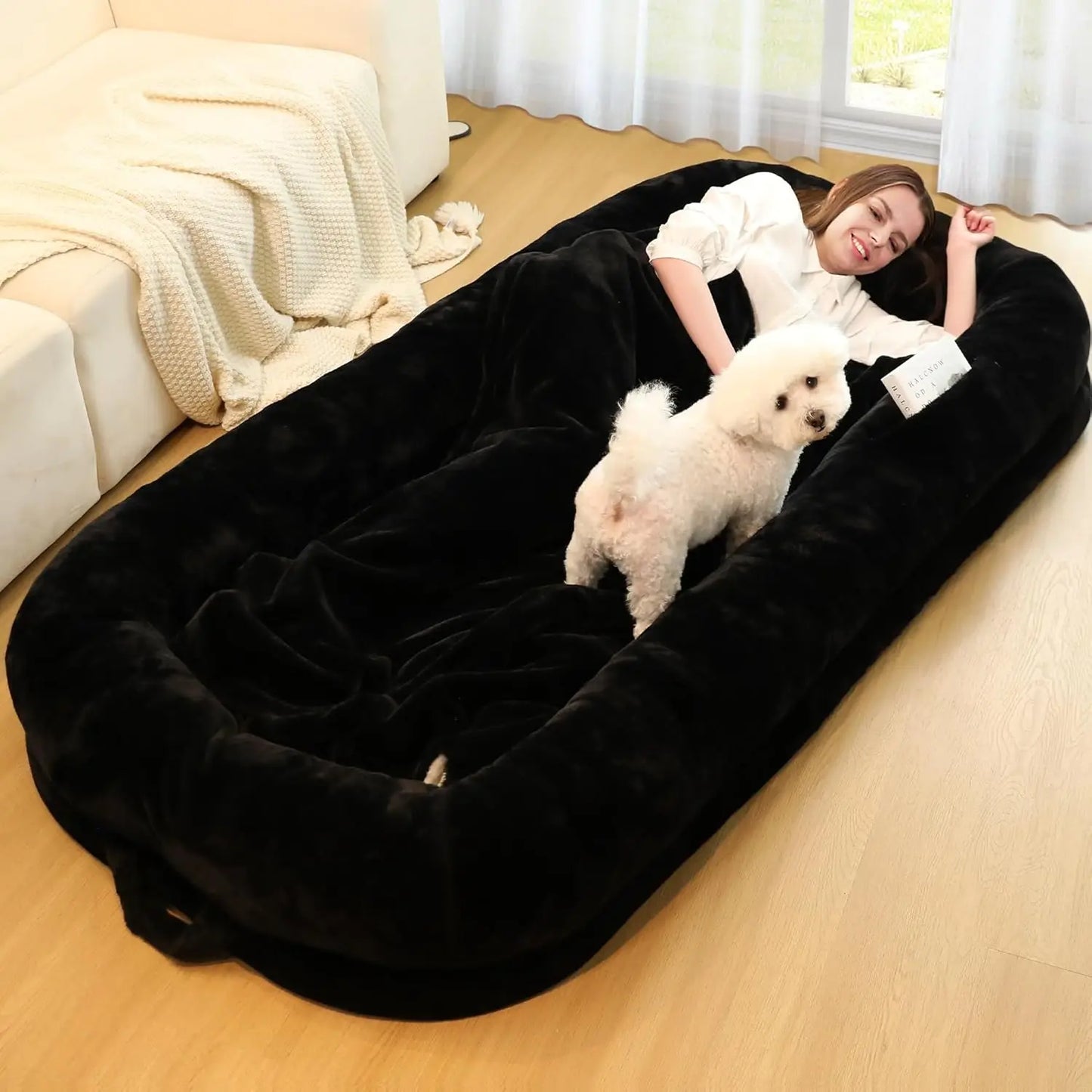 Human Dog Bed for Adults 71 Inch Long Washable Waterproof Orthopedic Design Light Grey