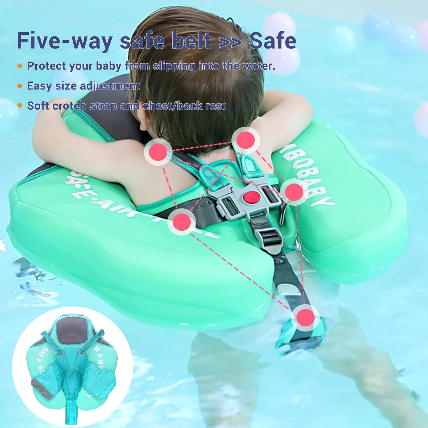Mambobaby Baby Float with Sunshade Canopy and Crotch Strap Inflatable-free Safe Core Swimming Pool Accessory Bathroom Water Toy - Loving Babies & Pets Shop