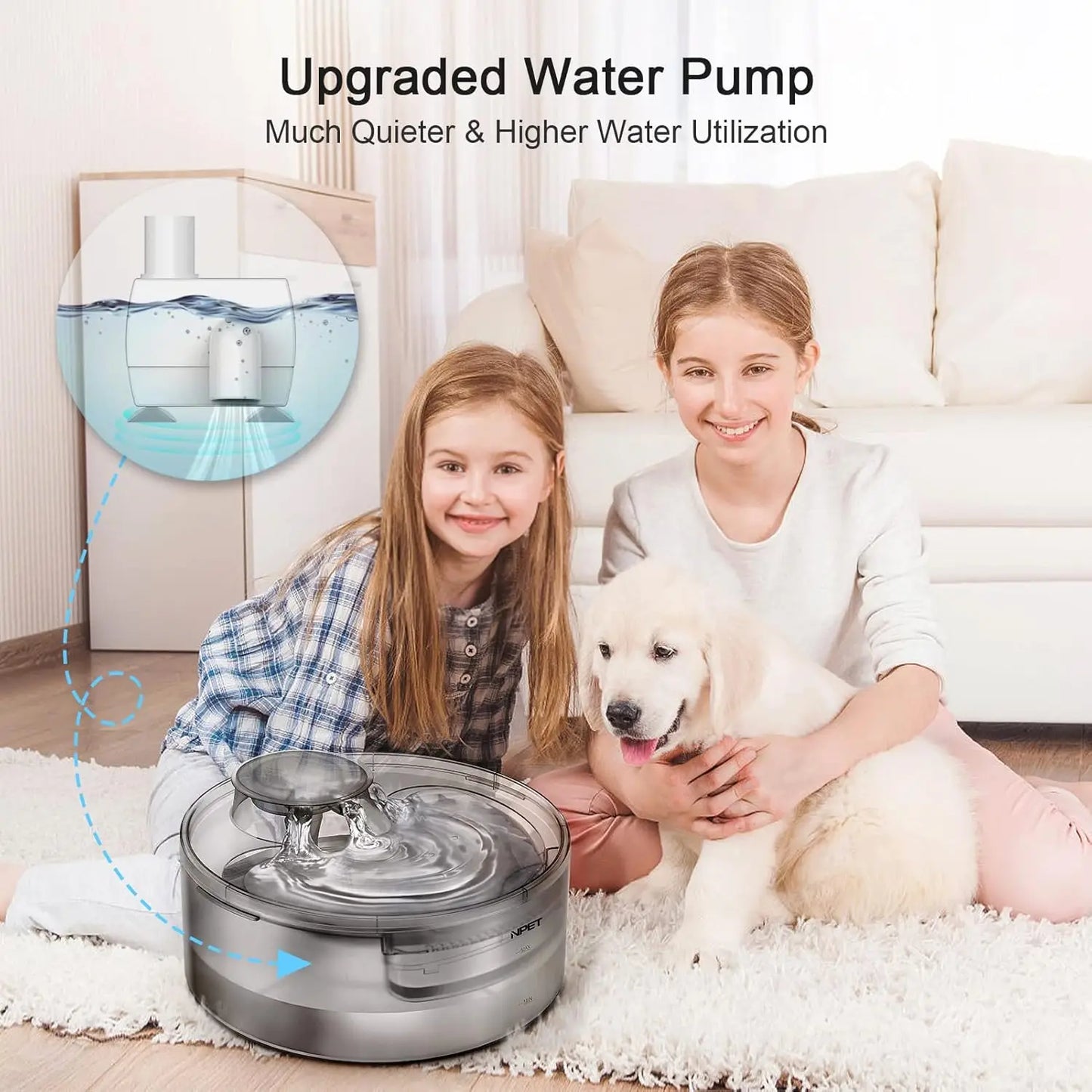 NPET DF10 Dog Water Fountain, 170oz/1.3Gallon/5L Large Automatic Pet Water Dispenser Dog Water Bowl for Cat, Dogs, Multiple Pets - Loving Babies & Pets Shop
