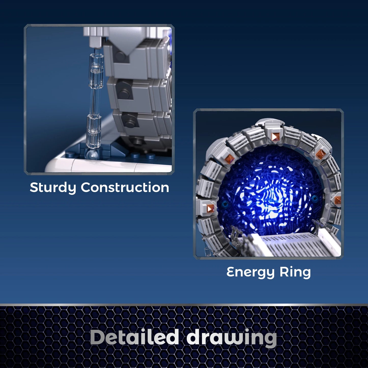 Stargateal Building Block Kit 722PCS Movie Space Travel Scenes Mobile Chariots Toys