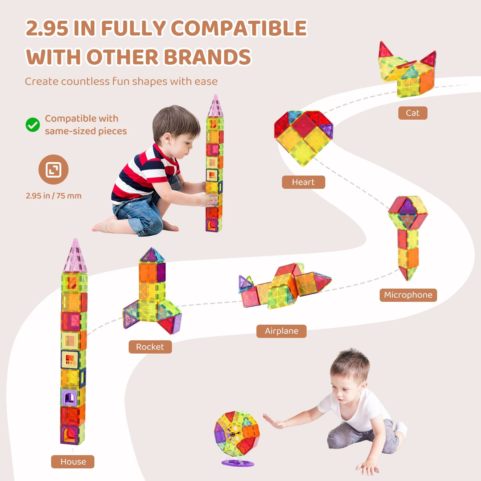 VEVOR 121PCS Magnetic Building Blocks Set Construction Puzzle Magnetic Sheet Tiles Boys Girls Children Montessori Toys Gifts - Loving Babies & Pets Shop