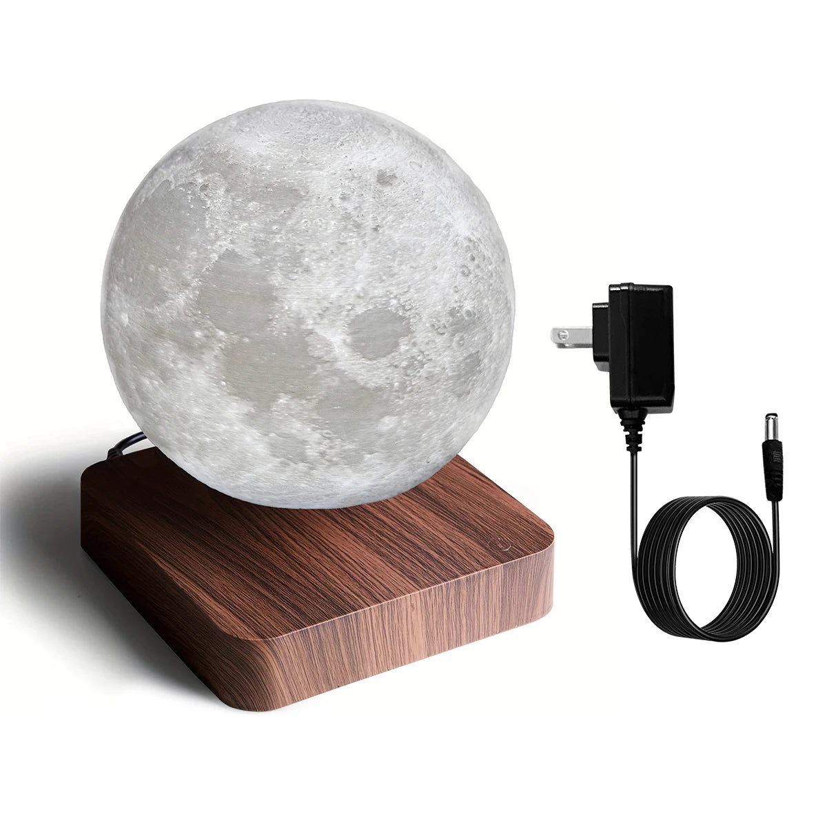 Magnetic Floating Rotating Moon Lamp with Wooden Base, 3 Color Temperature LED Night Lights of Print 3D for Unique Gifts, Room - Loving Babies & Pets Shop