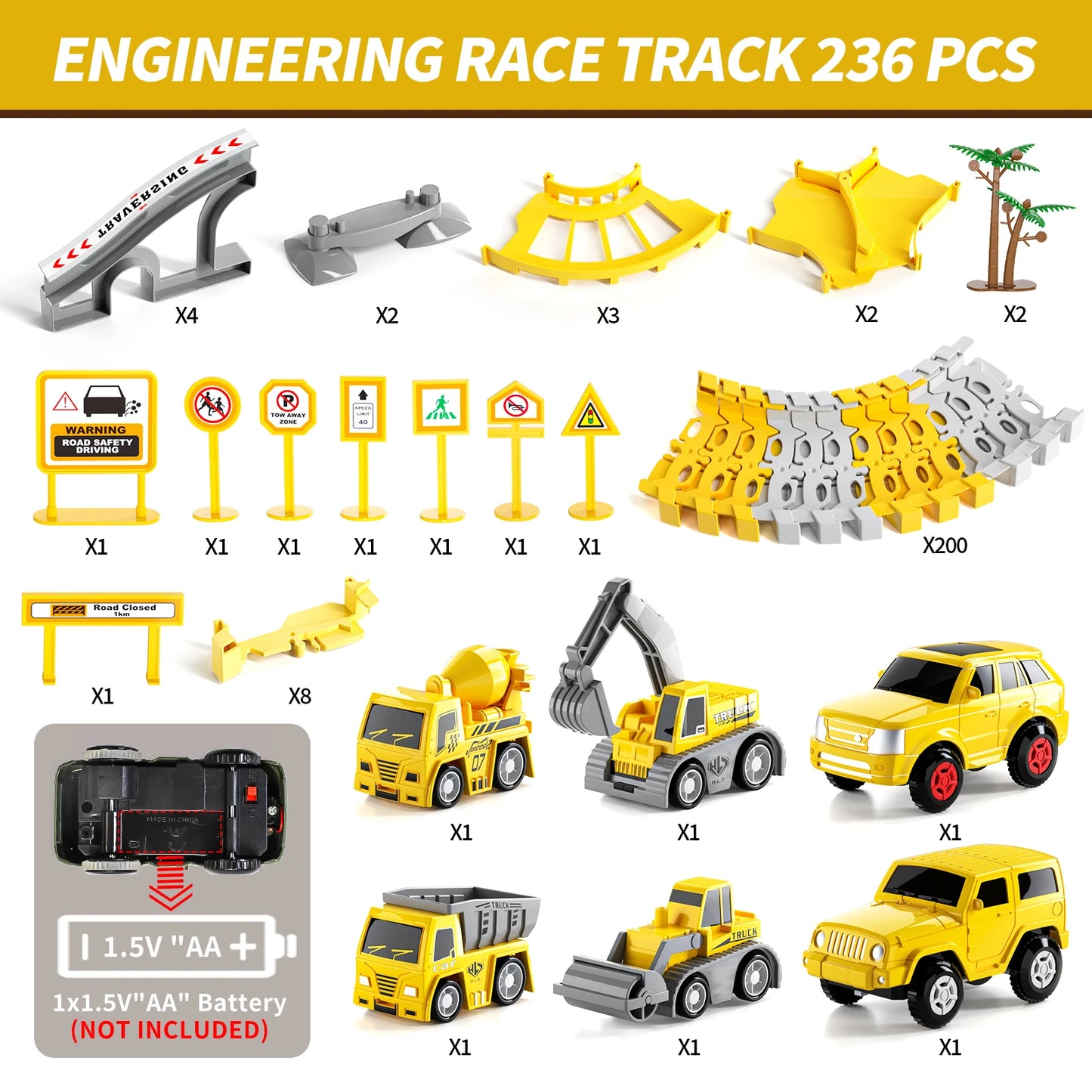 Toddler Boy Toys 236 PCS Race Tracks Toys Gifts for 3 4 5 Year Old Boys Kids, 6 PCS Construction Car Toys Gifts for 2 3 4 5 Year - Loving Babies & Pets Shop