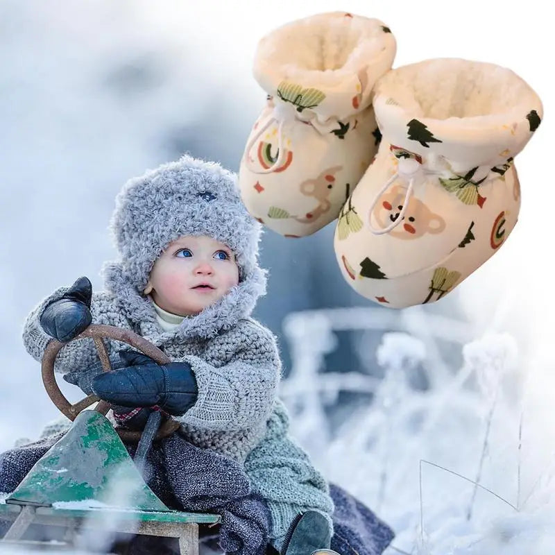Cotton Plush Baby Shoes Warm Baby Socks Shoes Cozy Soft Kids Boots Non-Slip Texture Shoes Warm Cotton Winter Booties For Winter - Loving Babies & Pets Shop