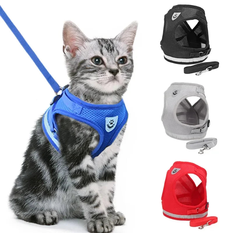 Cat Dog Adjustable Harness Vest Walking Lead Leash For Puppy - Loving Babies & Pets Shop