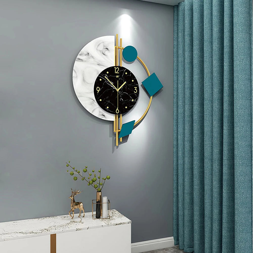 Silent Wall Clock for Living Room Bedroom Wall Decorations Creative Semicircle Marble Quartz Wall Clock Gift - Loving Babies & Pets Shop