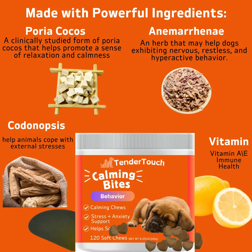 TenderTouch Calming Chews for Dogs 240 Chews 2 Pack Natural Stress Relief 360g