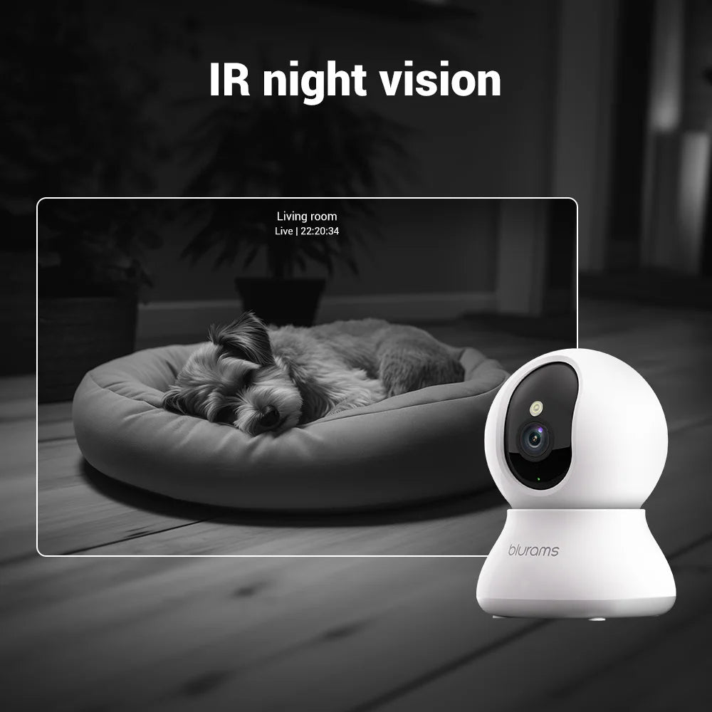 blurams Pet Camera 2K, 360° Indoor Security Camera, Dog Camera with Phone App, PTZ Cameras for Home Security Indoor, 2-Way Audio