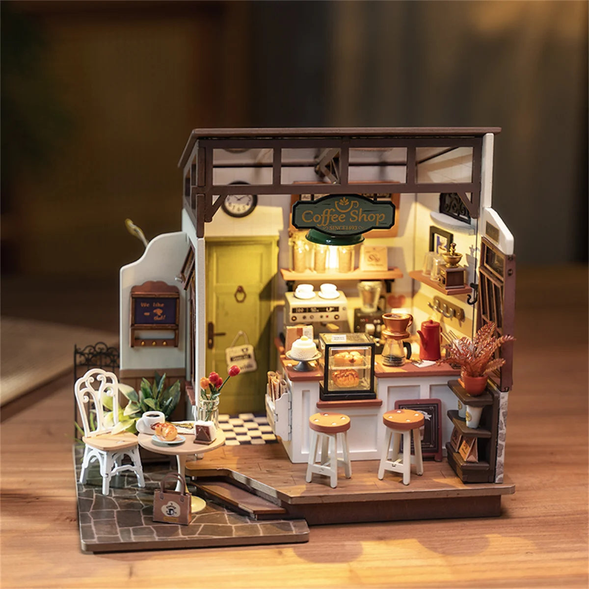 Rolife DIY Mini Dollhouse No 17 Cafe Model Kits DIY Coffee Shop Dollhouse Kids Miniature Fantasy Doll House Wooden Kit Toy - Loving Babies & Pets Shop