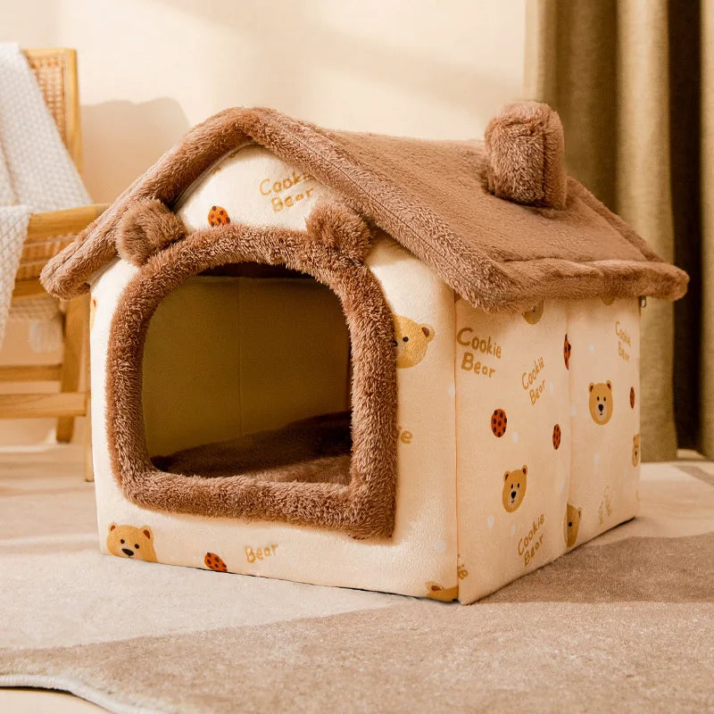 Medium Dog Kennel Indoor Soft Comfortable Puppy House Removable Small Dog Bed Cave Winter Warm Pet Sleeping Mat Portable