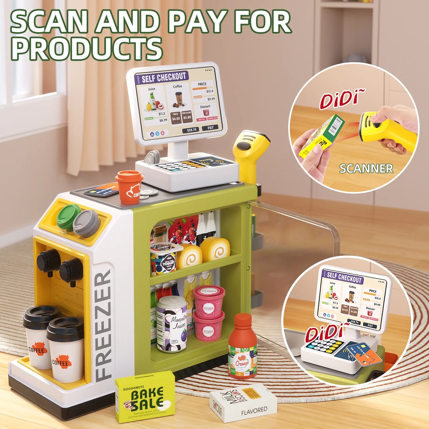 Children's Supermarket Radio Toy Vending Machine Baby Puzzle Play Home Girl 3-6 Years Old - Loving Babies & Pets Shop