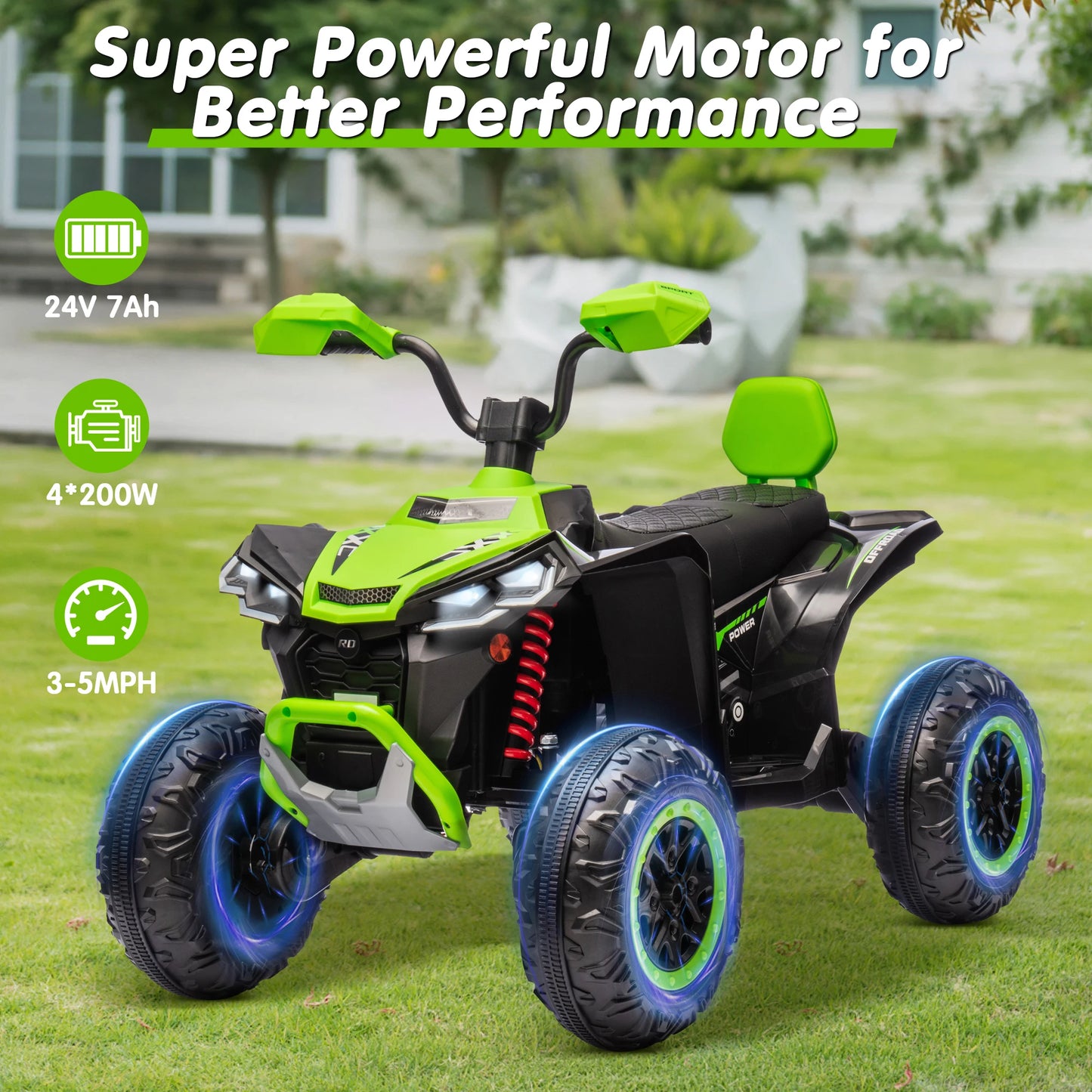 Kids JOYRACER 24V 4 Wheeler ATV Ride On Toy Two Seater with Powerful 800W Motor