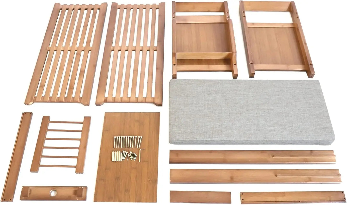 2Tier Shoe Rack Bench 31 Inch Entryway Bench with Storage Basket and Side Drawer Cushion Removable for Living Room Entrance Hall - Loving Babies & Pets Shop