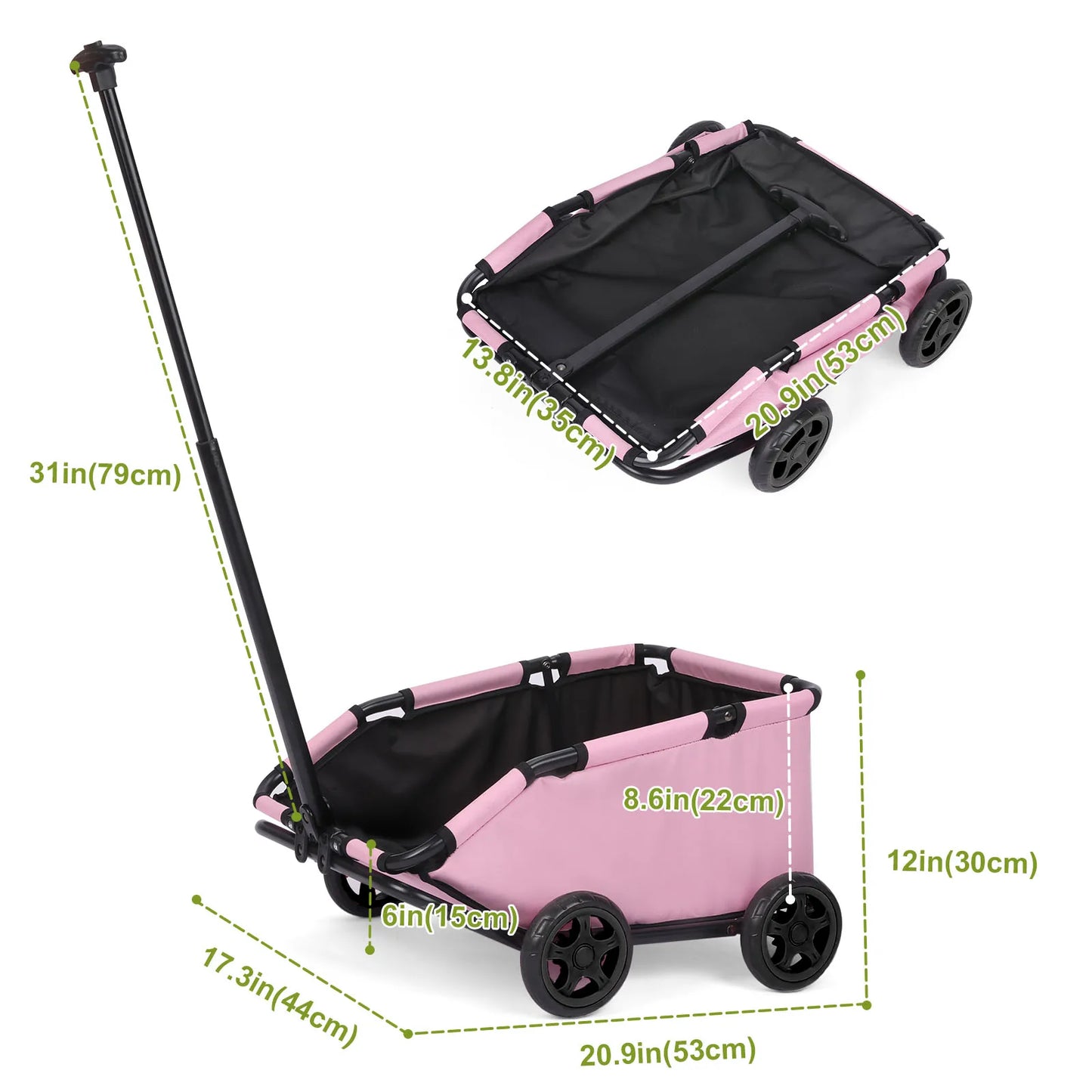 Lightweight 4 Wheel Small Pet Cart Stroller for Dogs and Cats with 360 Degree Rotation