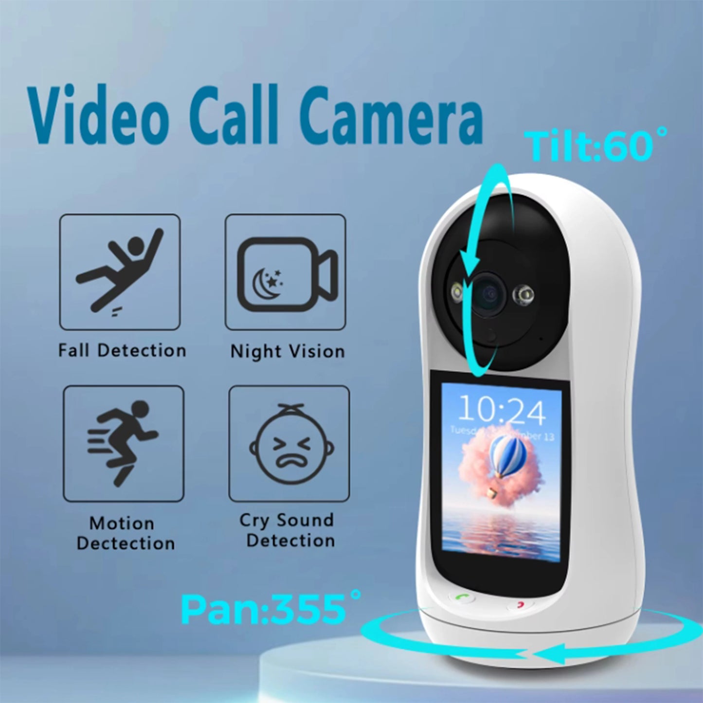 4MP 2K PTZ Wifi Camera Indoor For Baby Monitor Cry Detection One-Click Video Call Surveillance Camera Home Security Protection