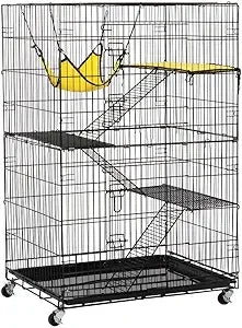 Purrfect Pet 4-Tier Foldable Cat Home Cage – Spacious Design with Leopard Hammock Bed