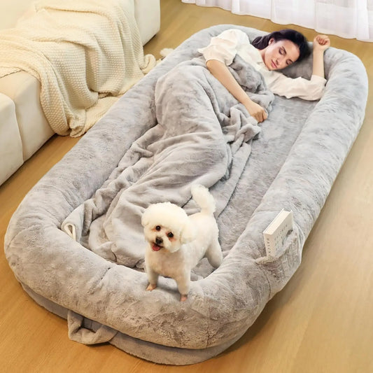 Human Dog Bed for Adults 71 Inch Long Washable Waterproof Orthopedic Design Light Grey
