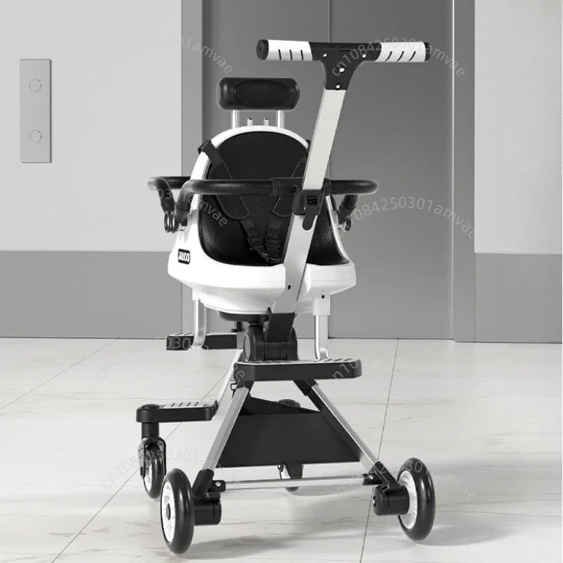 Lightweight Twin Baby Stroller High View Foldable Double Seat Baby Stroller with Parasol Baby Carriage Adjustable Trolley Handle