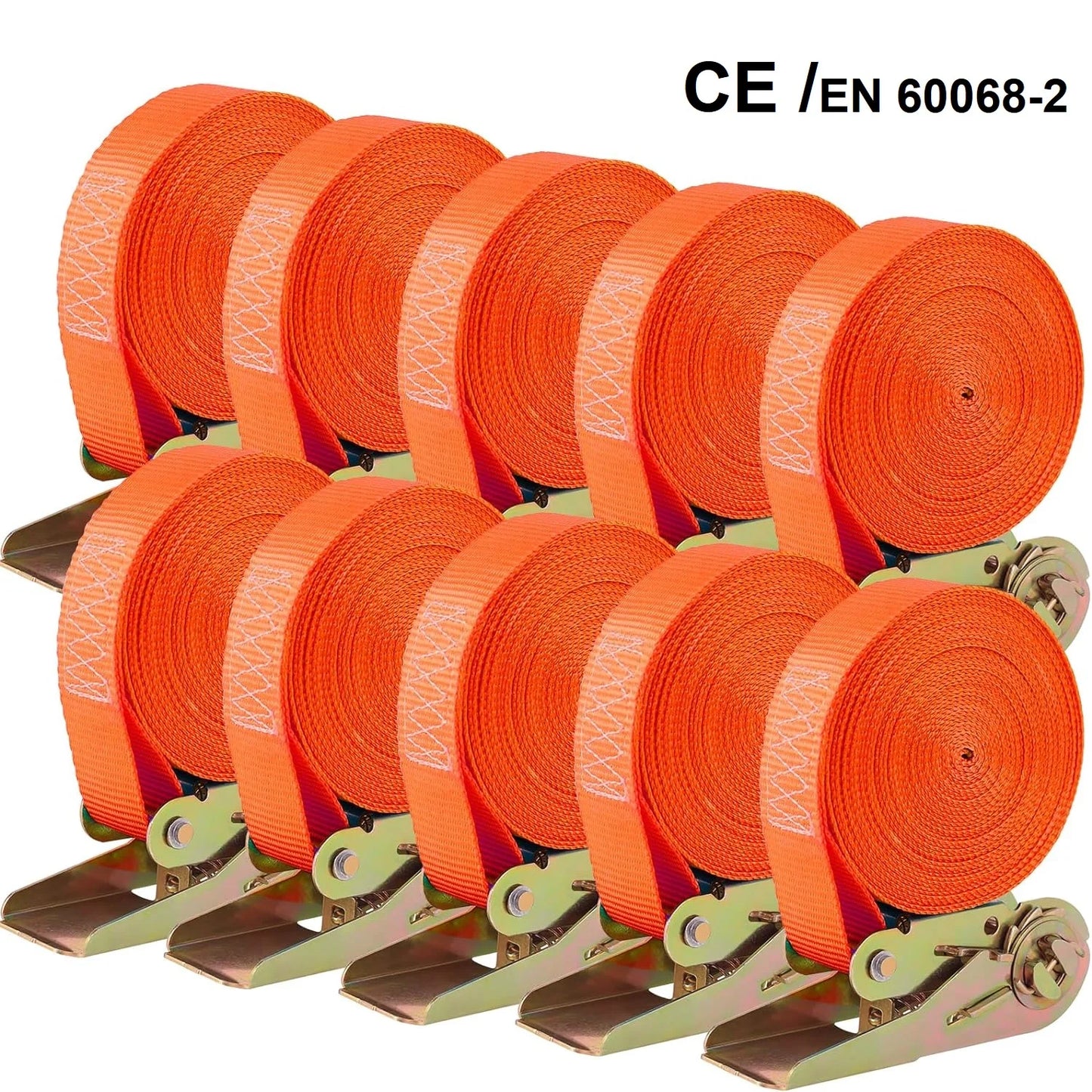 SecurePro Ratchet Straps 10PCS – High-Strength 0.8t Pull Capacity for Ultimate Load Security