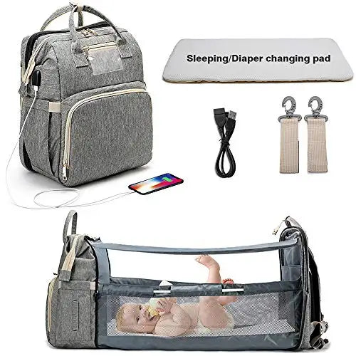 Fashionable Portable Folding Crib Diaper Bag Large Capacity Baby Stroller Organizer