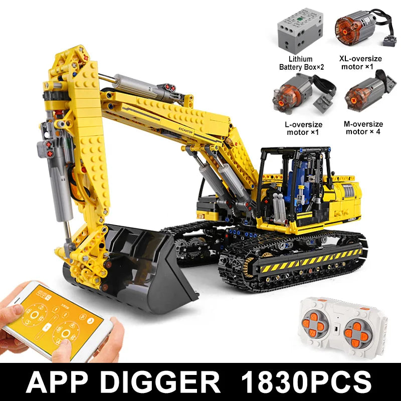 Mould King 13112 Motorized Excavator Building Blocks Toy for Kids and Teens