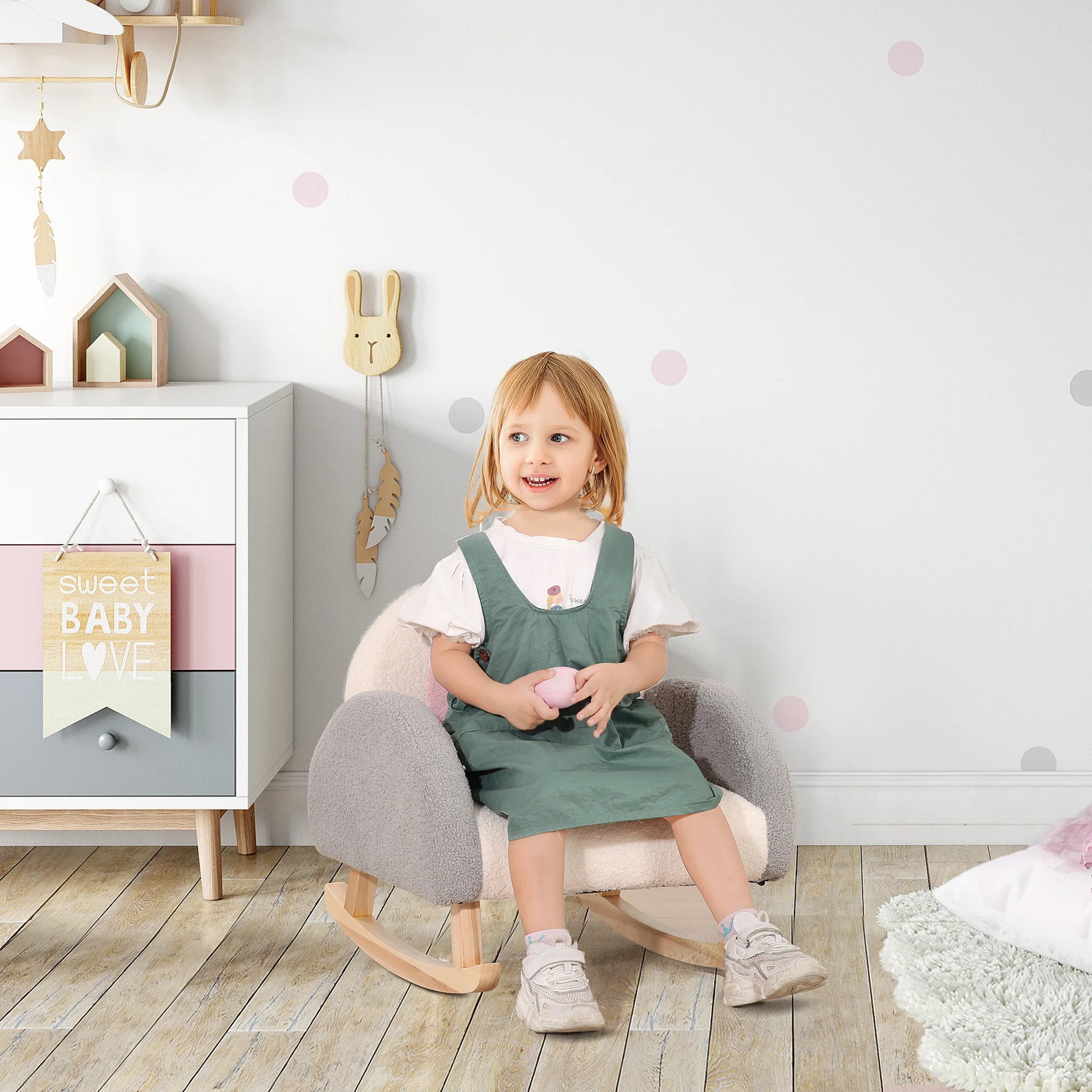 Rocking Toddle Sofa Chair for Nursery Kindergarten Playroom Bedroom - Gray - Loving Babies & Pets Shop