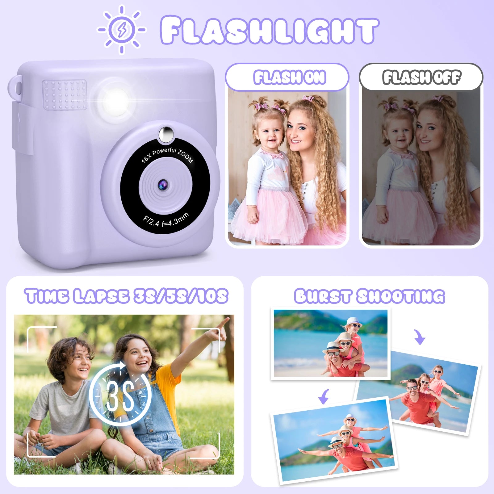 Kids Digital Camera 1080P HD Instant Print Camera Portable Camera Toy with 32GB Card Gift For Boys Girls 3-12 - Loving Babies & Pets Shop
