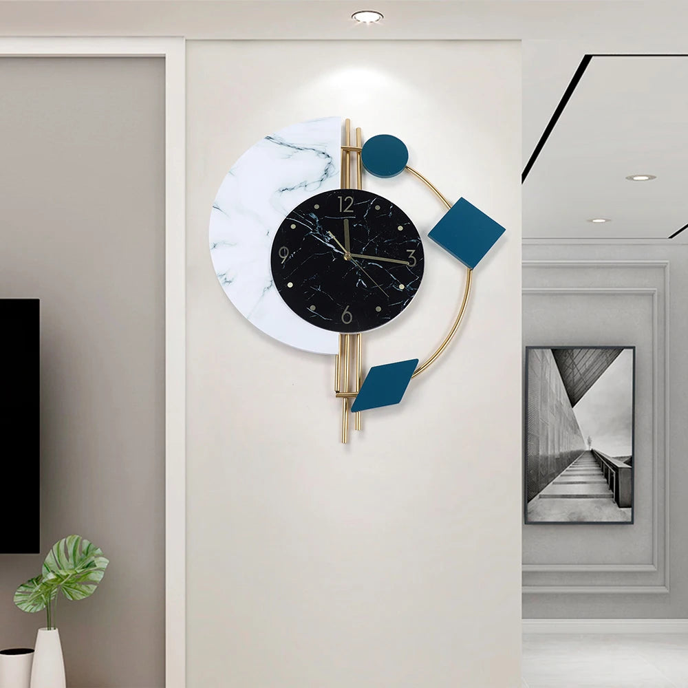 Silent Wall Clock for Living Room Bedroom Wall Decorations Creative Semicircle Marble Quartz Wall Clock Gift - Loving Babies & Pets Shop