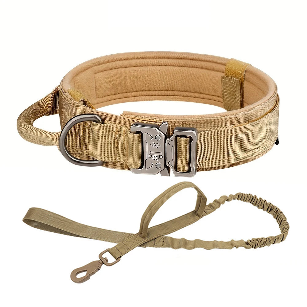 Adjustable Tactical Dog Training Collar and Leash Set for Small and Big Dogs