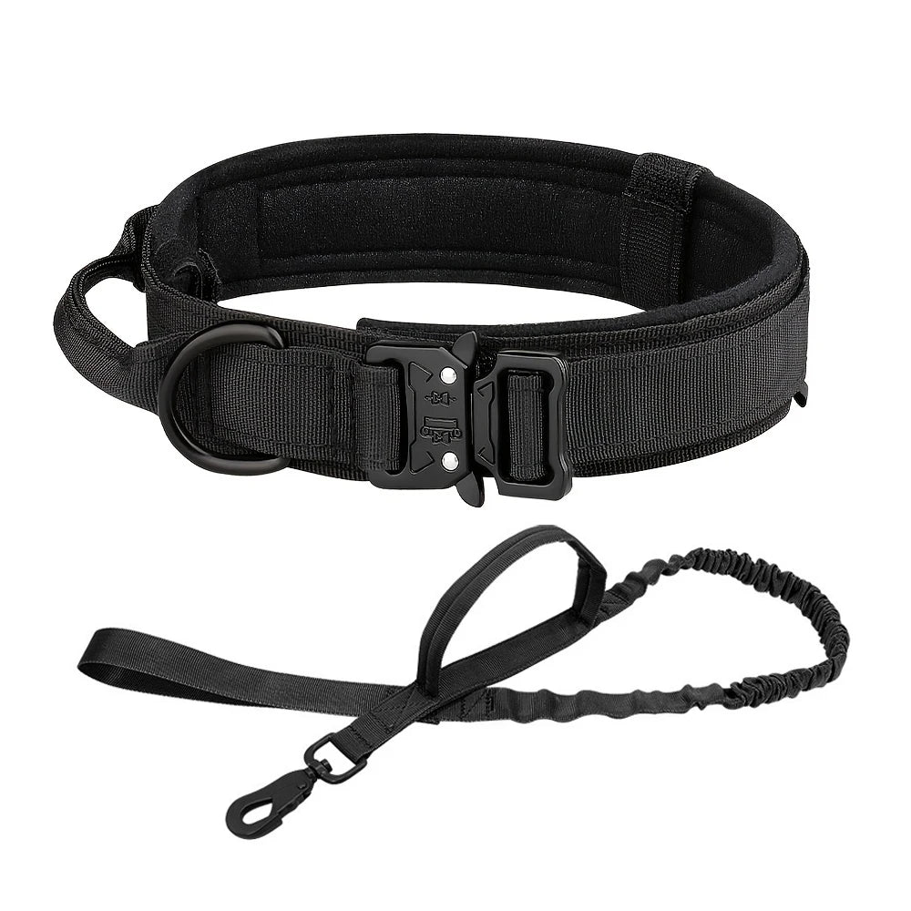Adjustable Tactical Dog Training Collar and Leash Set for Small and Big Dogs