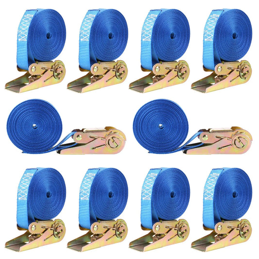 SecurePro Ratchet Straps 10PCS – High-Strength 0.8t Pull Capacity for Ultimate Load Security
