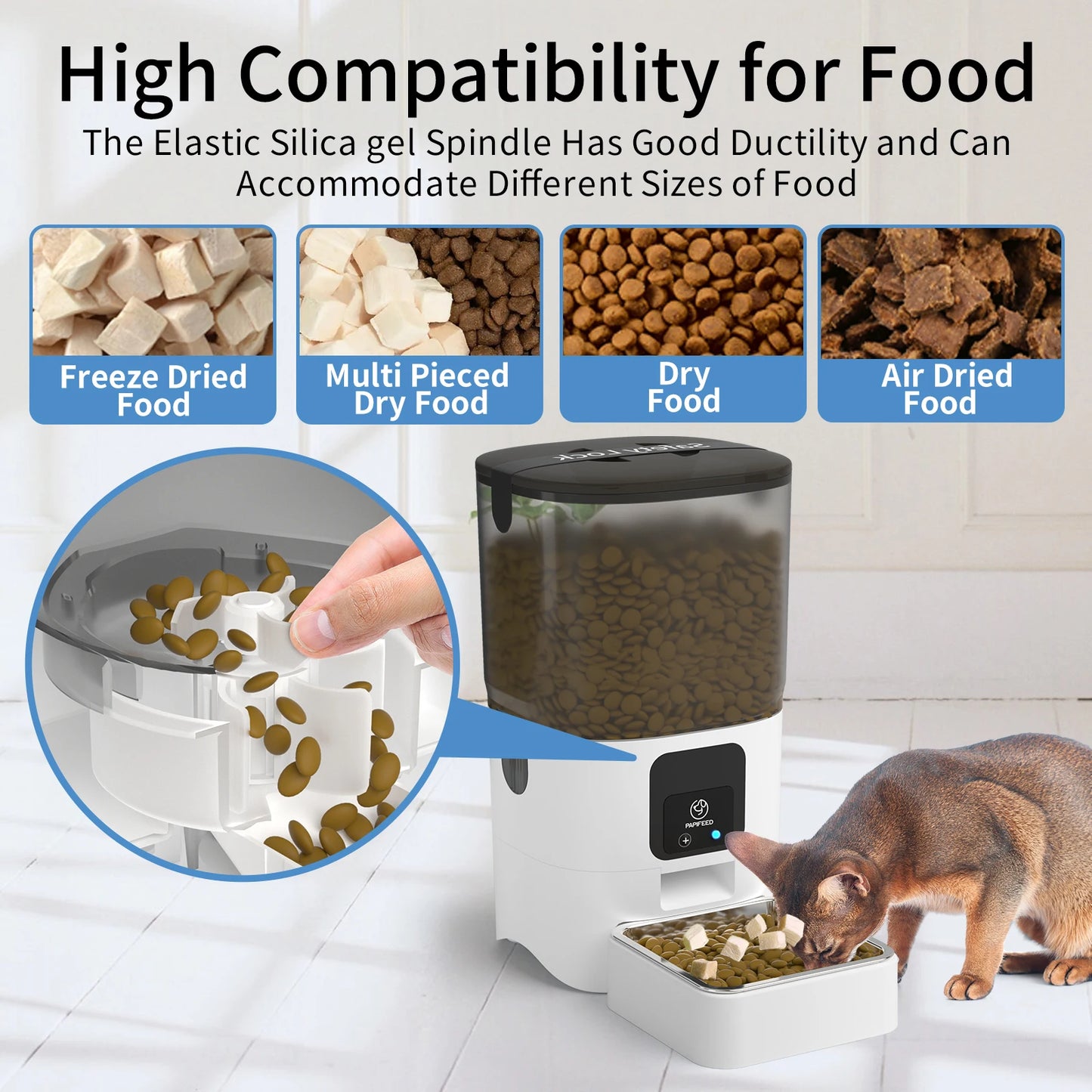 PAPIFEED Smart Automatic Cat Feeders WiFi Pet Feeder with APP Control for Remote Feeding Detachable for Easy Clean Cat Food - Loving Babies & Pets Shop