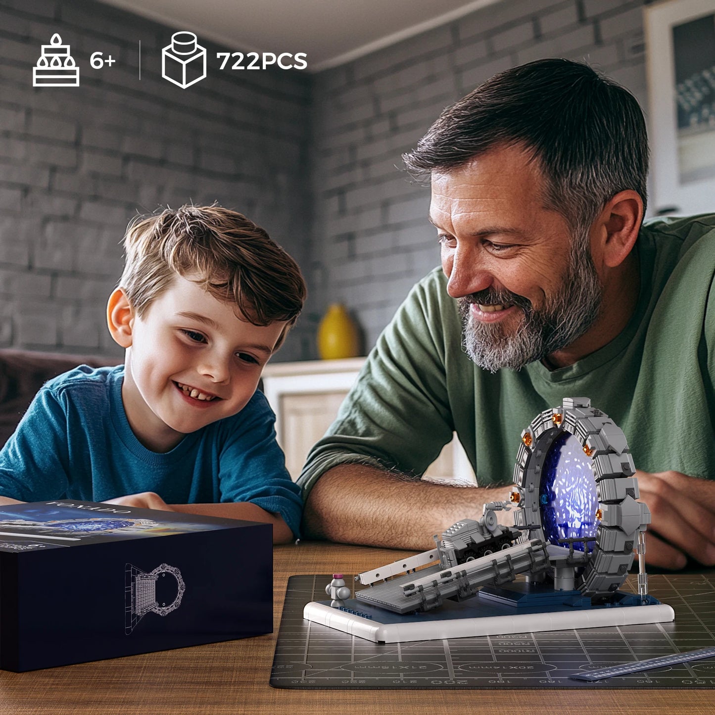 Stargateal Building Block Kit 722PCS Movie Space Travel Scenes Mobile Chariots Toys