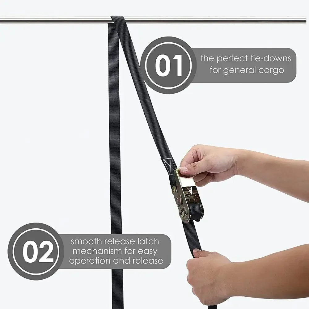 SecurePro Ratchet Straps 10PCS – High-Strength 0.8t Pull Capacity for Ultimate Load Security