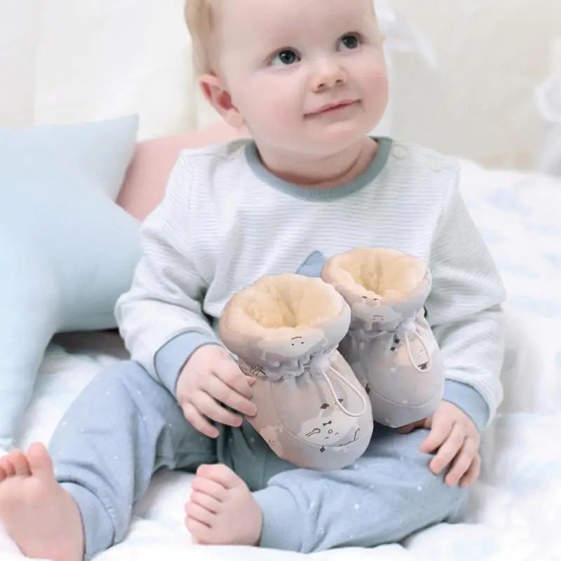 Cotton Plush Baby Shoes Warm Baby Socks Shoes Cozy Soft Kids Boots Non-Slip Texture Shoes Warm Cotton Winter Booties For Winter - Loving Babies & Pets Shop