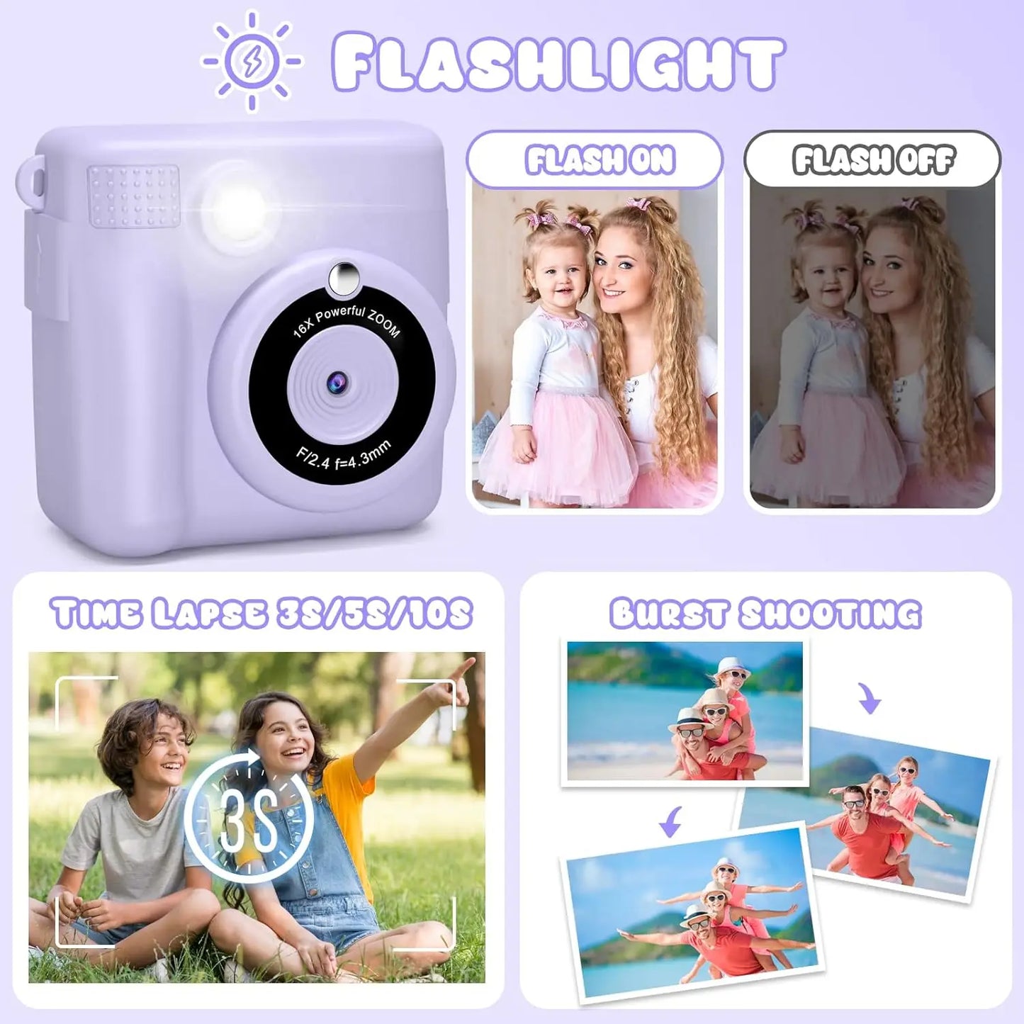 Gofunly Children's Instant Print Camera 1080P Digital Camera Toy for Ages 6 to 12