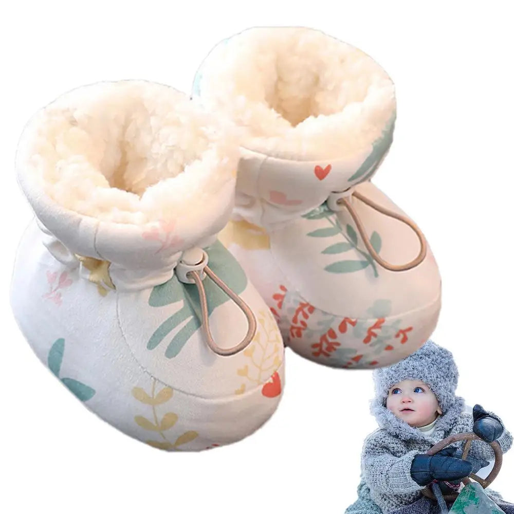 Cotton Plush Baby Shoes Warm Baby Socks Shoes Cozy Soft Kids Boots Non-Slip Texture Shoes Warm Cotton Winter Booties For Winter - Loving Babies & Pets Shop