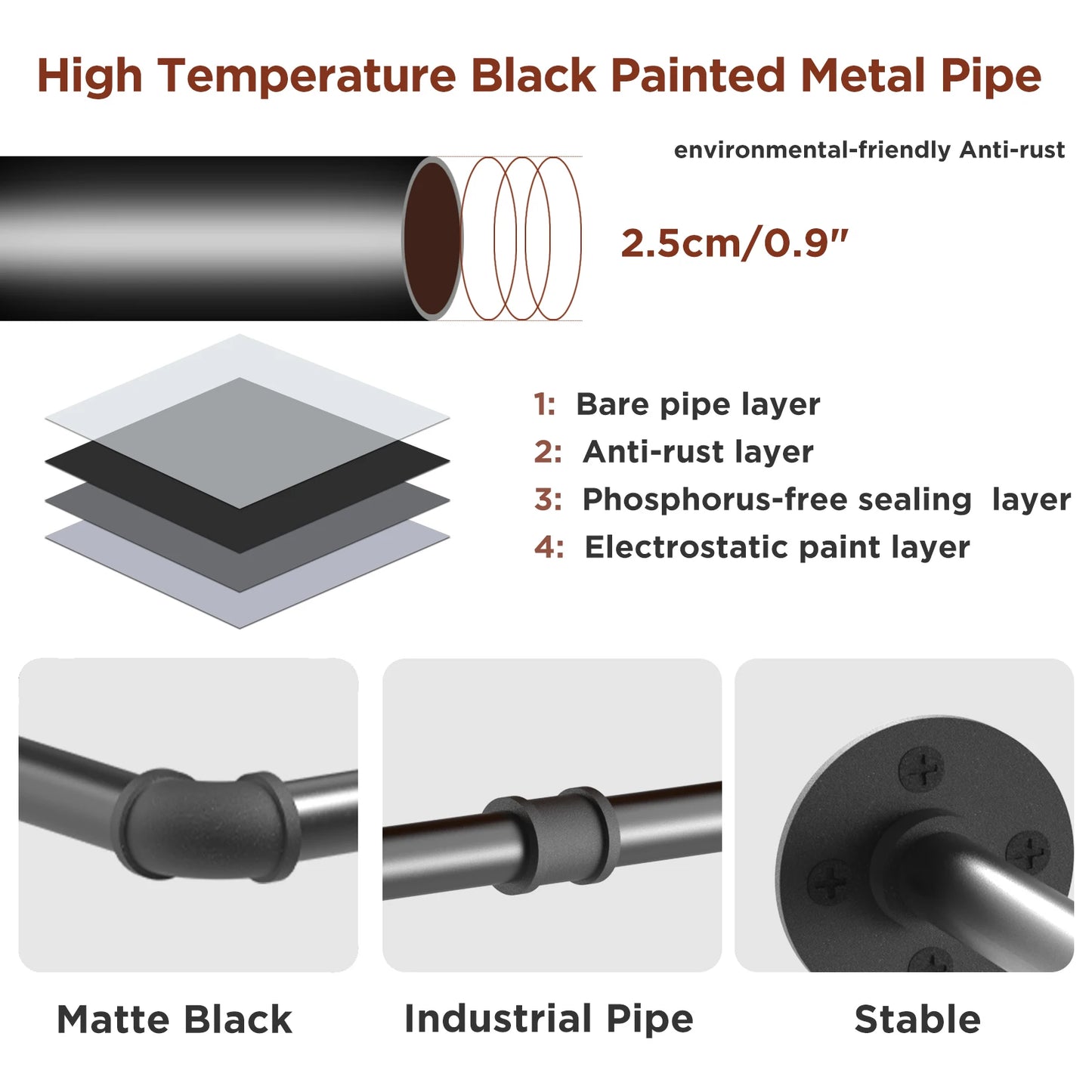 Pack Of 2 Industrial Pipe Clothes Rail Rack Wall-mounted Garment Pipe Rack Wall Iron Closet Organizer Garment Hanging Rod - Loving Babies & Pets Shop