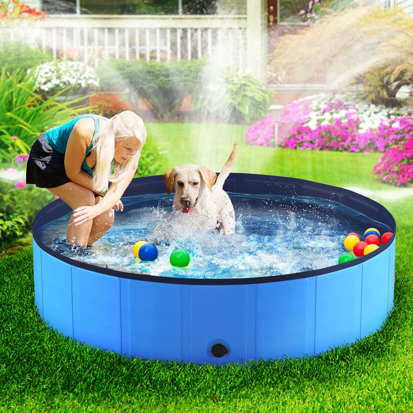 Portable Foldable Dog Pool Anti Slip Collapsible Pet Bath
