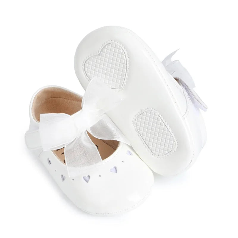 Adorable Baby Girls Heart Cutout Mary Jane Flats with Non-Slip Sole Perfect for Newborn Crib Shoes and Dressy Outfits - Loving Babies & Pets Shop