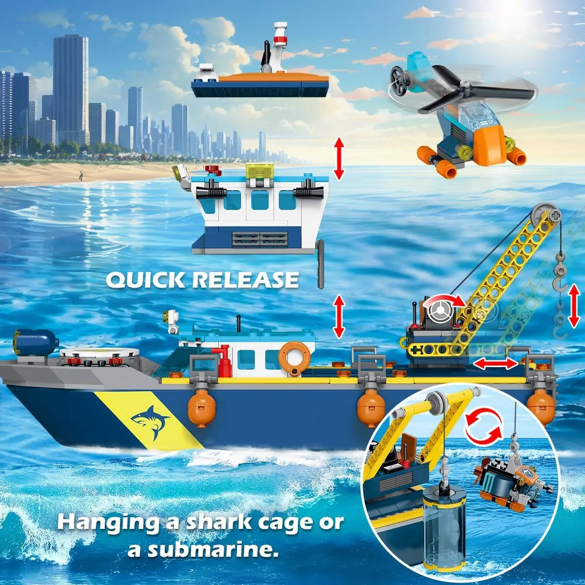 HOGOKIDS Arctic Explorer Ship Building Block Set with LED Light for Kids Ages 6 Plus