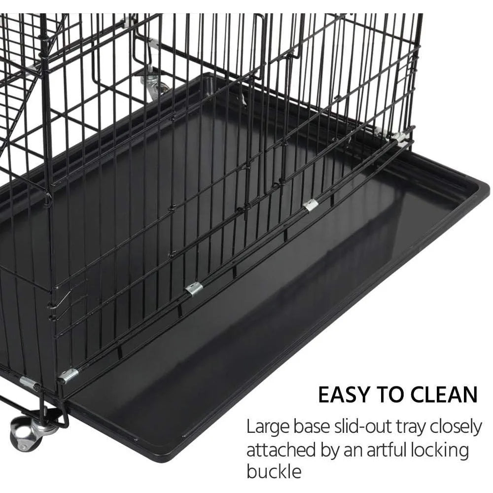 Purrfect Pet 4-Tier Foldable Cat Home Cage – Spacious Design with Leopard Hammock Bed