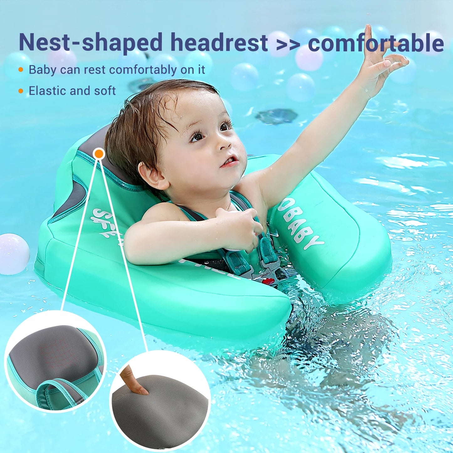 Mambobaby Baby Float with Sunshade Canopy and Crotch Strap Inflatable-free Safe Core Swimming Pool Accessory Bathroom Water Toy - Loving Babies & Pets Shop