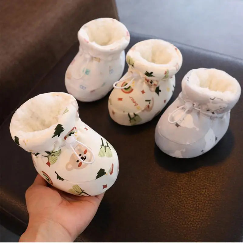 Cotton Plush Baby Shoes Warm Baby Socks Shoes Cozy Soft Kids Boots Non-Slip Texture Shoes Warm Cotton Winter Booties For Winter - Loving Babies & Pets Shop