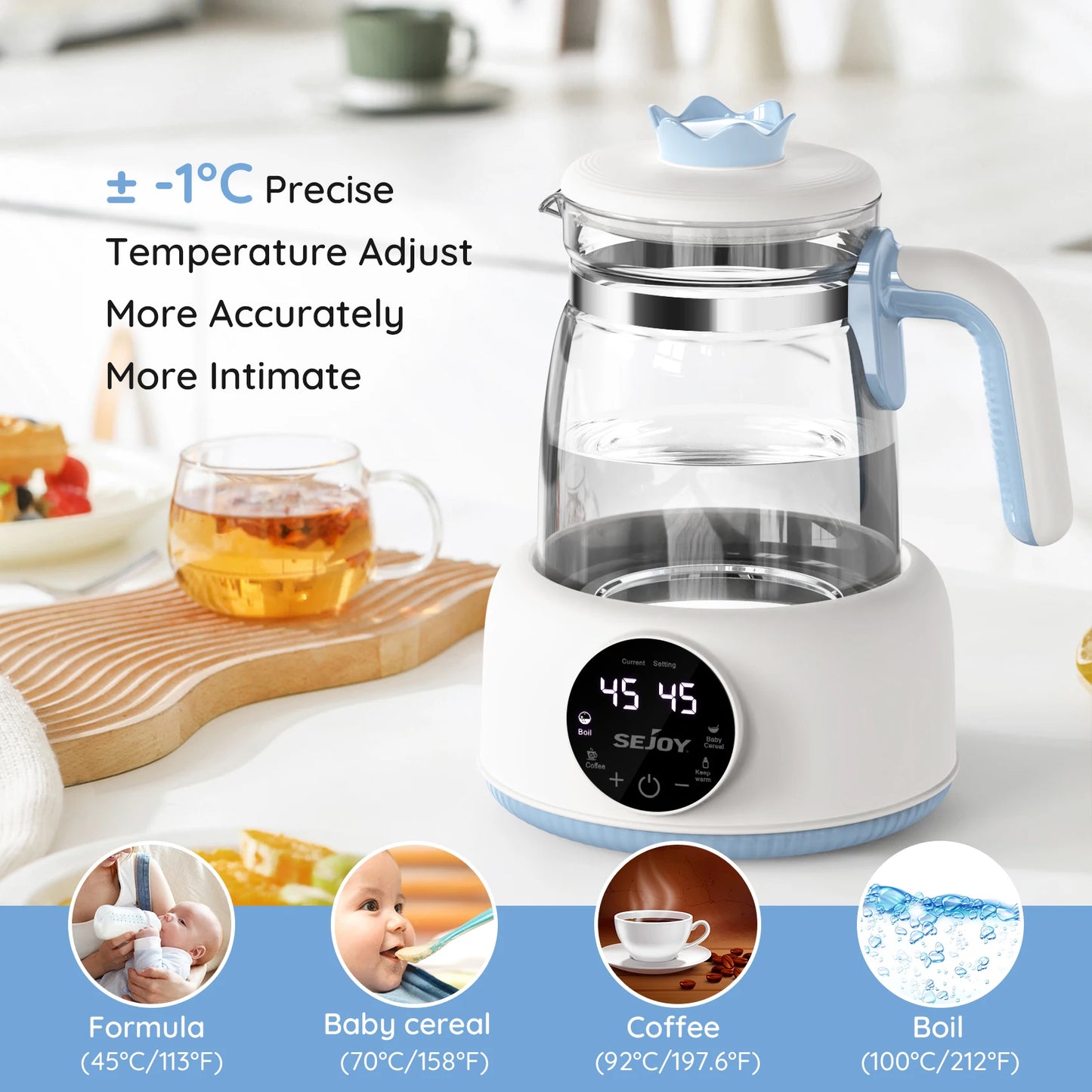Sejoy Electric Milk Bottle Warmer  Infant Thermostatic Milk Modulator Baby Formula Kettle Automatic Warmer Feeding Bottle - Loving Babies & Pets Shop