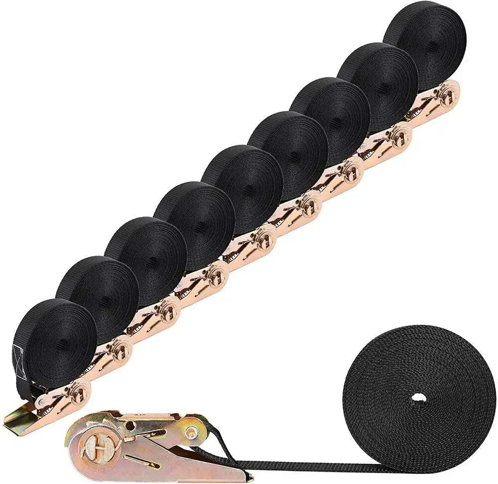 SecurePro Ratchet Straps 10PCS – High-Strength 0.8t Pull Capacity for Ultimate Load Security